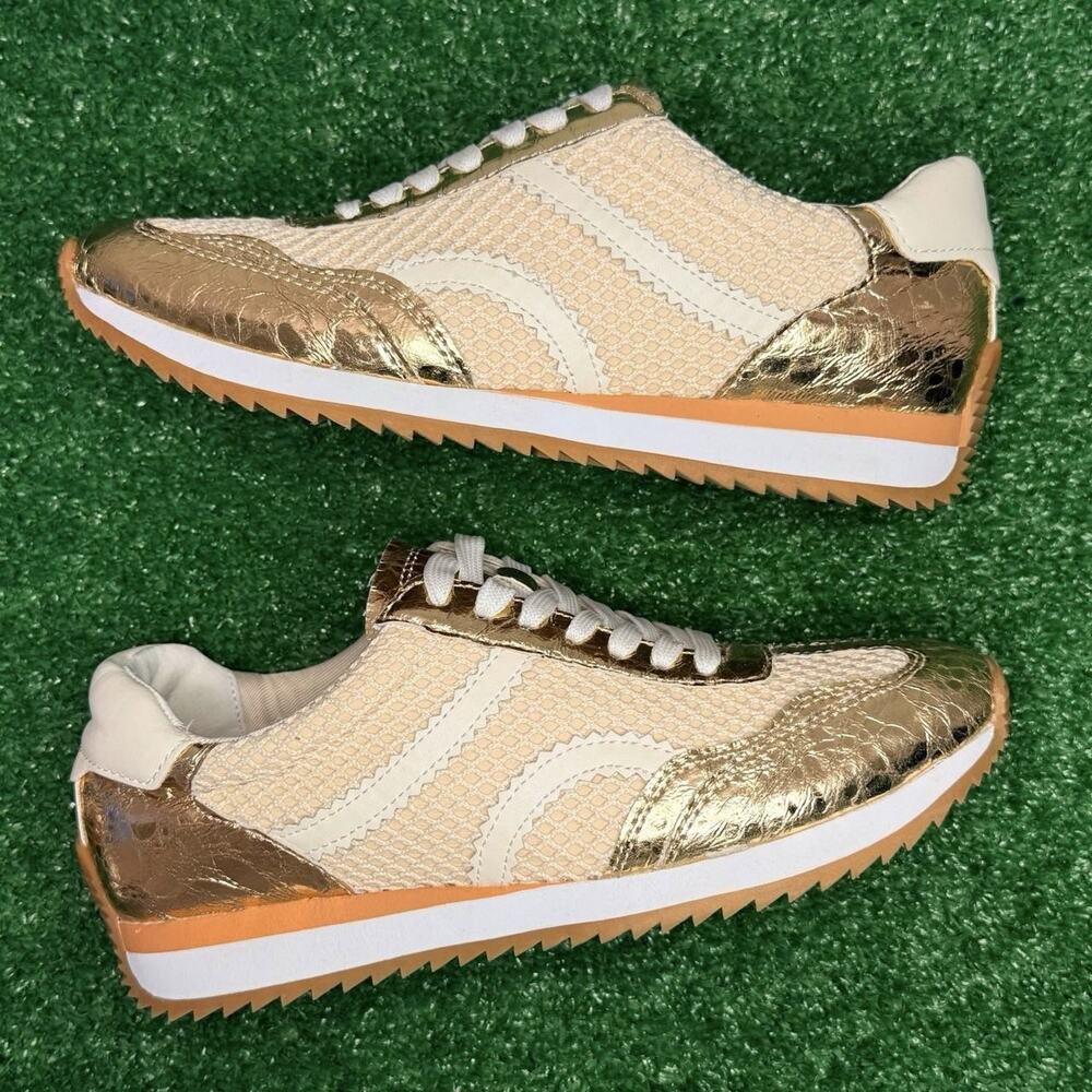 Dolce Vita Easton Mesh Golden Sneakers Women’s 8M Fashion Trainer NEW
